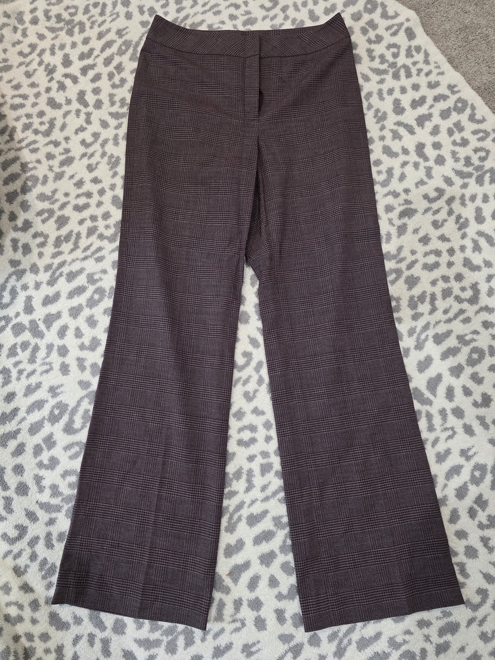 Alex Marie Wide-Leg Plaid Dress Pants in Burgundy